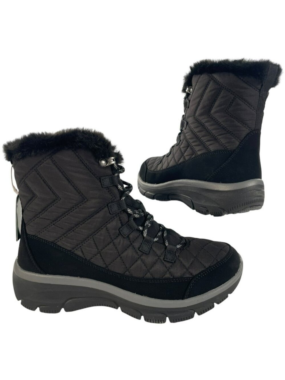 Skechers Relaxed Fit Vegan Black Winter Boots Memory Foam Women's Size 7 NEW